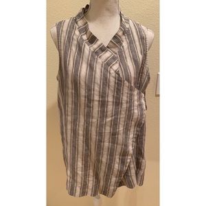 Bryn Walker Sleeveless Linen Wrap Top, Size M